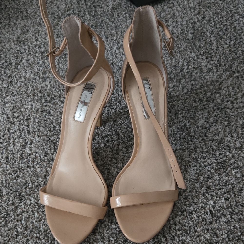 INC International Concepts Nude Patent Ankle-Strap Heels